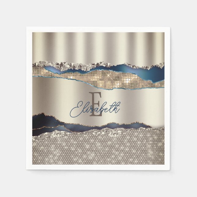 Servilleta De Papel Elegantes secuencias de ácidos azules índigo (Anverso)