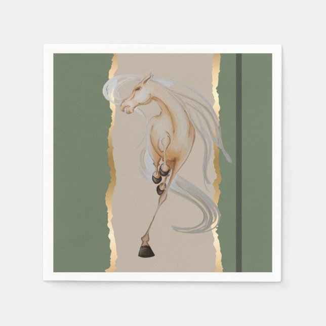 Servilleta De Papel Elegantes Serviette mit edlem Pferdemotiv (Anverso)