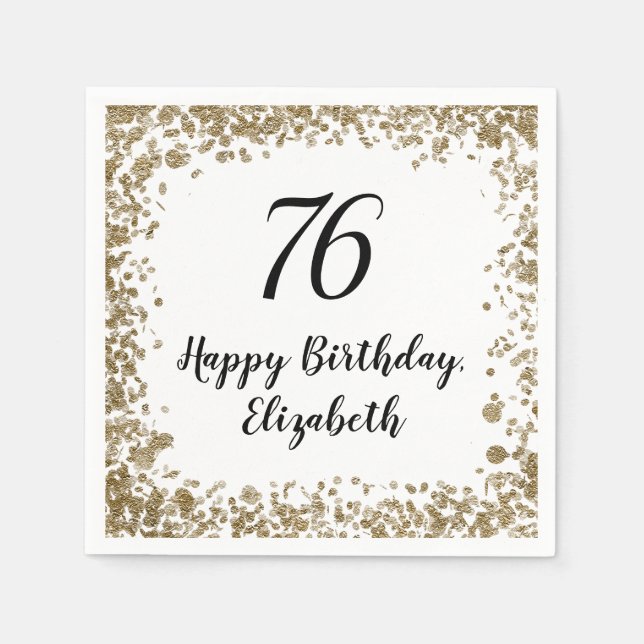 Servilleta De Papel Elegantes servilletas De Cumpleaños 76 Con Secuenc (Anverso)