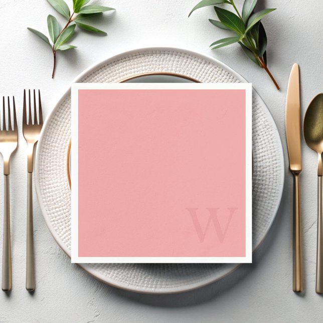 Servilleta De Papel Elegantes servilletas de papel de monograma rosa S (A salmon pink paper napkin with space for your initial)
