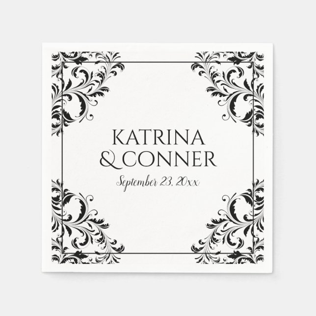 Servilleta De Papel Elegantes servilletas de recepción | Nadine (negro (Anverso)