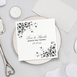 Servilleta De Papel Elegantes Swirls Napkins Boda Blanco y Negro