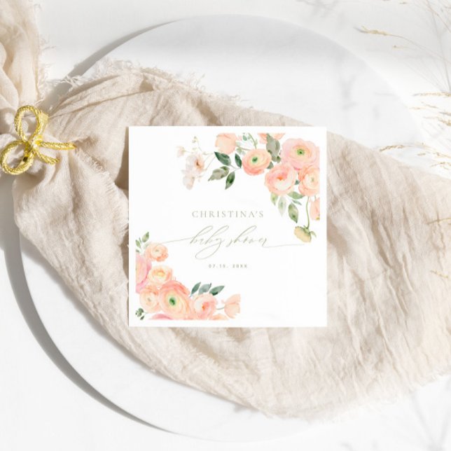 Servilleta De Papel Elegantes toallas Baby Shower de Rubor y Sage Gree (Subido por el creador)