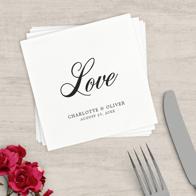 Servilleta De Papel Elegantes toallas Bodas de amor cursivo (Subido por el creador)