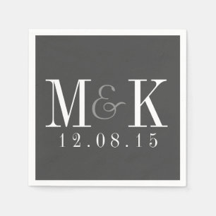 Servilleta De Papel Elegantes toallas Bodas de Monograma Blanco Gris