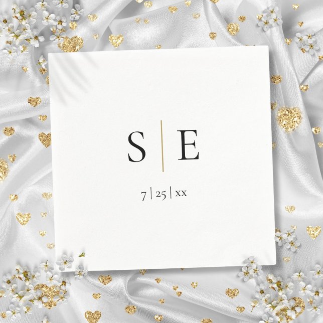 Servilleta De Papel Elegantes toallas Bodas de Monograma de Oro Negro (Elegant Black Gold Monogram Wedding Napkins)