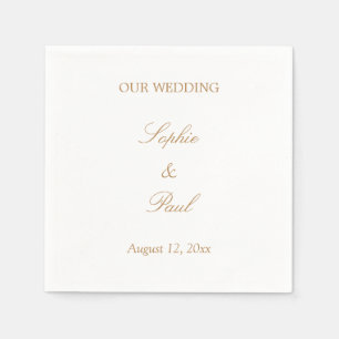 Servilleta De Papel Elegantes toallas de Boda de escritura beige dorad