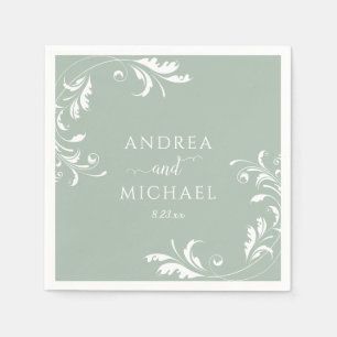 Servilleta De Papel Elegantes toallas de Boda verde sabio