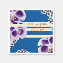 Servilleta De Papel Elegantes toallas de papel Boda floral azul