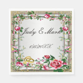 Servilleta De Papel Elegantes toallas de papel de rosas rojas rusticas