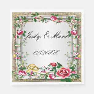 Servilleta De Papel Elegantes toallas de papel de rosas rojas rusticas