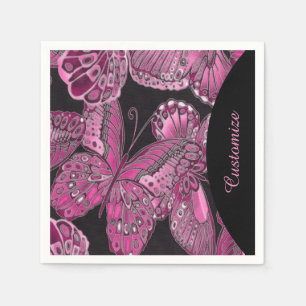 Servilleta De Papel Elegantes toallas de patrón de mariposa rosa