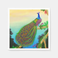 Elegantes toallas de pavo real azul indio