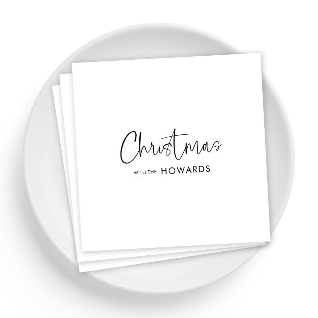 Servilleta De Papel Elegantes toallas para Navidades con manga negra (Personalized Elegant Christmas Napkins with Black Hand Lettered)