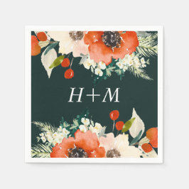 Servilleta De Papel Elegantes tradiciones acuarela Floral con monogram