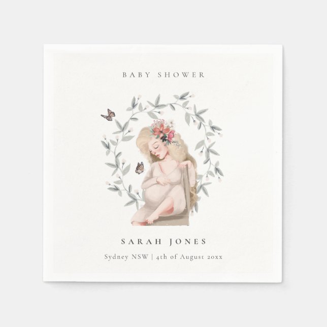 Servilleta De Papel Elegantes y elegantes mujeres Foliage Baby Shower (Anverso)