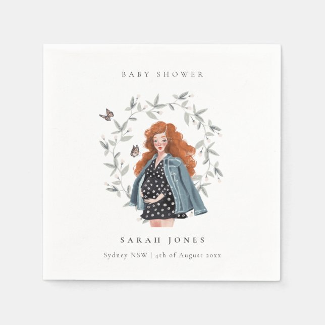 Servilleta De Papel Elegantes y elegantes mujeres Foliage Baby Shower (Anverso)