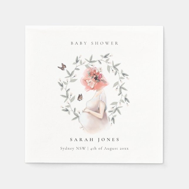 Servilleta De Papel Elegantes y elegantes mujeres Foliage Baby Shower (Anverso)