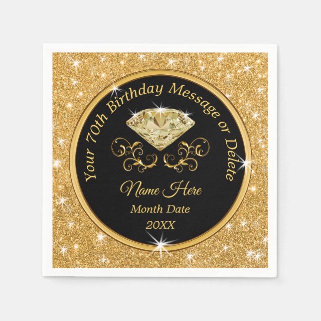 Servilleta De Papel Elegantes y personalizadas servilletas de cumpleañ (Anverso)