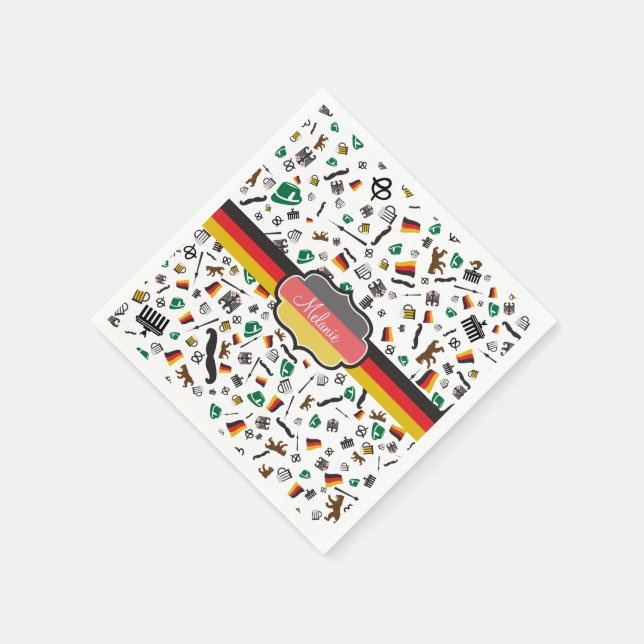 Servilleta De Papel Elementos alemanes con bandera de Alemania (Borde)