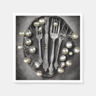 Servilleta De Papel Elementos antiguos y Perlas Bodas 7