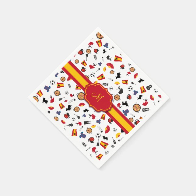 Servilleta De Papel Elementos en español con bandera para añadir tu mo (Borde)
