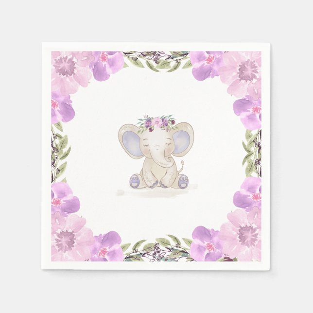 Servilleta De Papel Elephant Baby Girl Baby Shower (Anverso)