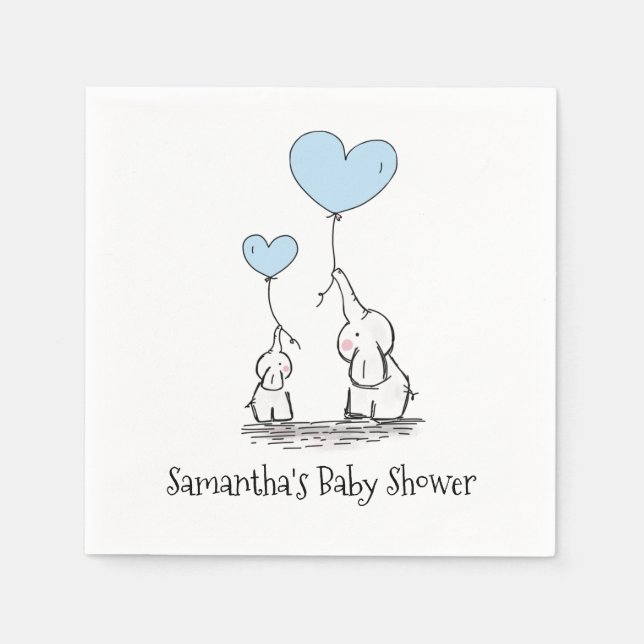 Servilleta De Papel Elephant Baby Shower (Anverso)