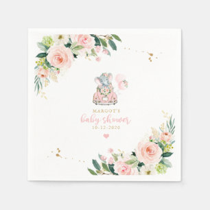 Servilleta De Papel Elephant Drive De Baby Shower Roses Rosa