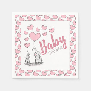 Servilleta De Papel Elephant Hearts Baby Shower Napkin