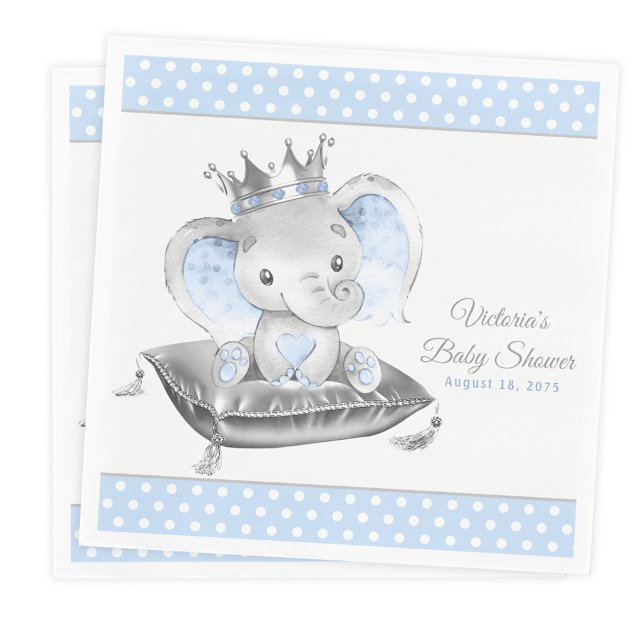 Servilleta De Papel Elephant Prince Baby Shower Napkins (Subido por el creador)