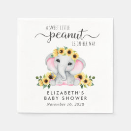 Servilleta De Papel Elephant Sunflowers Baby Girl Shower