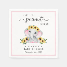 Servilleta De Papel Elephant Sunflowers Baby Girl Shower