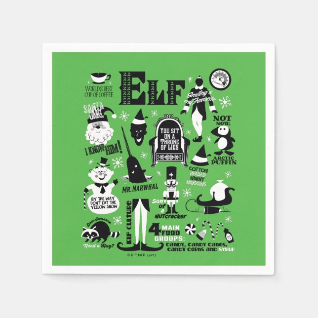 Servilleta De Papel Elf Icons and Movie Quotes (Anverso)