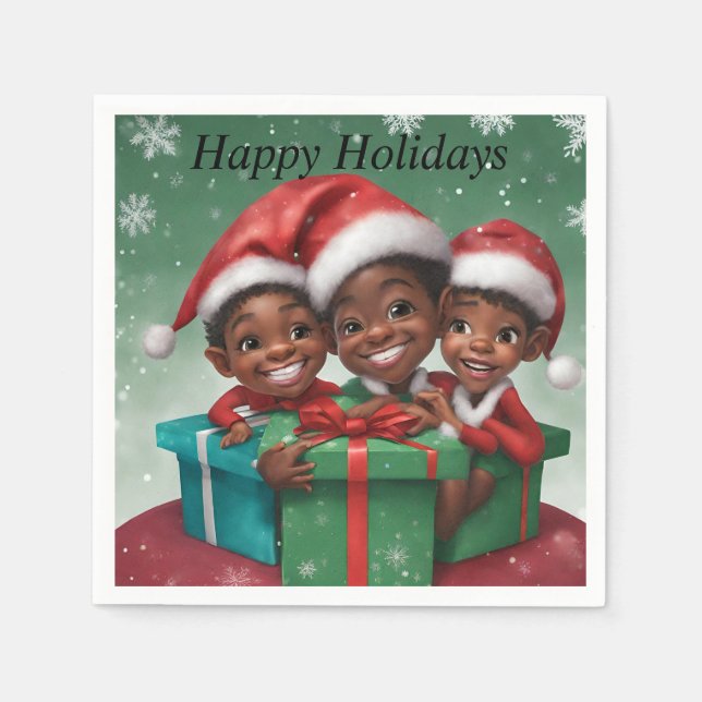 Servilleta De Papel Elfs, Navidades afroamericanos (Anverso)