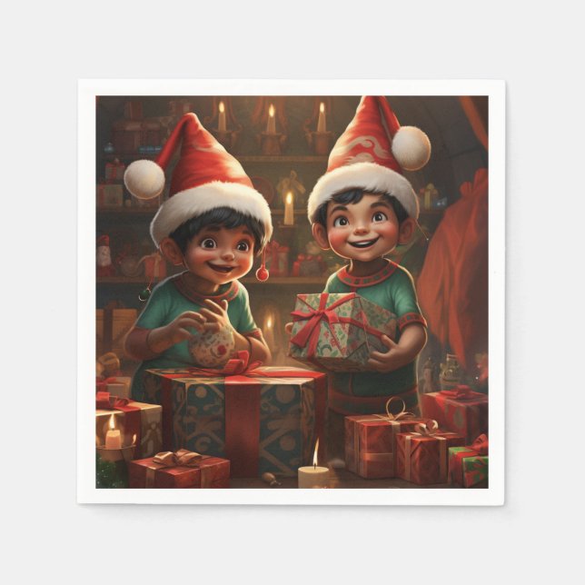 Servilleta De Papel Elfs, Navidades estadounidenses de México (Anverso)
