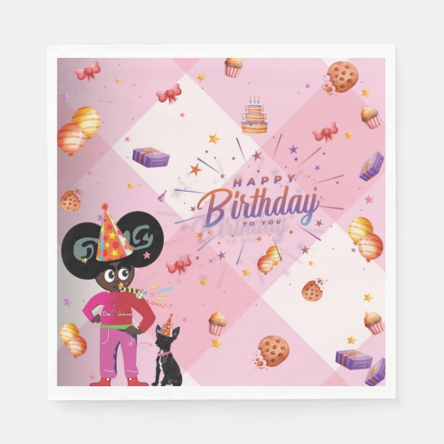 Servilleta De Papel Ella B. Jenkins fiestas rosadas (Anverso)