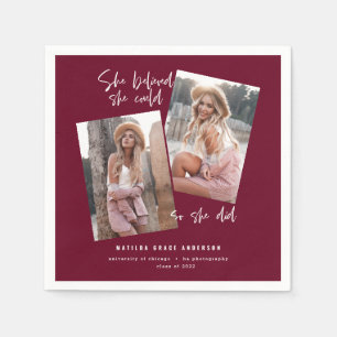 Servilleta De Papel Ella creía que podía, así que hizo burgundy