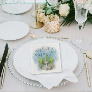 Servilleta De Papel ¡Ella Dijo Que Sí! Elegante Fuente palomas flores