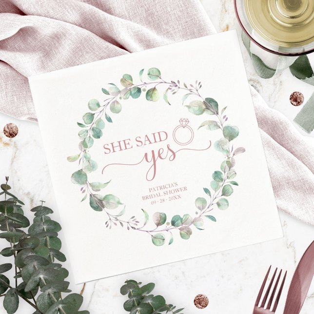 Servilleta De Papel Ella Dijo Que Sí La Ducha De Novias De Eucalyptus (Subido por el creador)