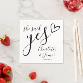 Servilleta De Papel Ella Dijo Sí Fiesta de Compromiso Corazón de Amor