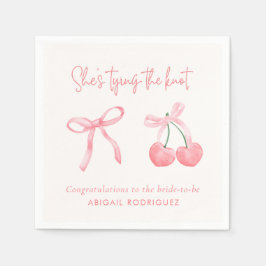 Servilleta De Papel Ella está atando la cortina de novia rosa Knot
