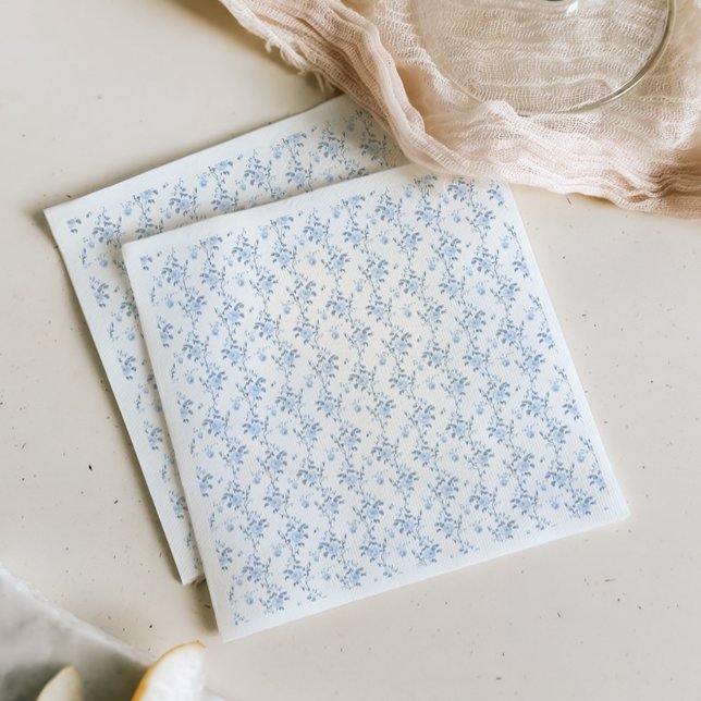 Servilleta De Papel Ella está atando la ducha nupcial floral azul (Subido por el creador)