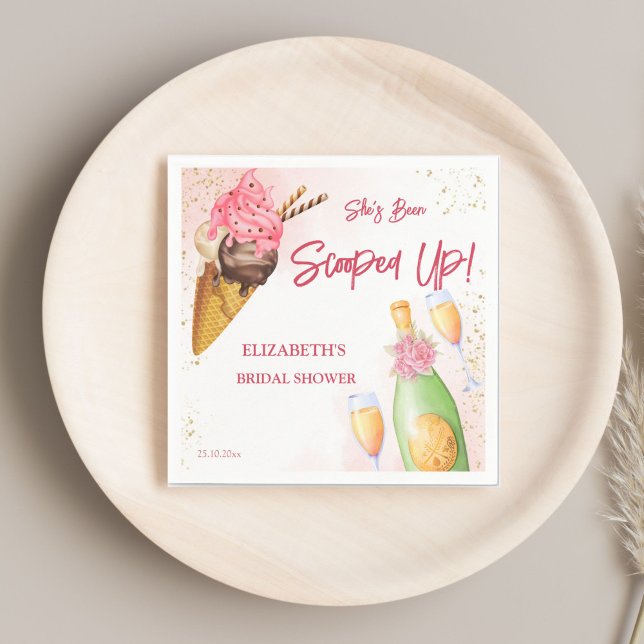 Servilleta De Papel Ella ha sido scooped helado brunch de novia (She's been scooped up ice cream bridal brunch template napkins personalized bridal shower tableware)