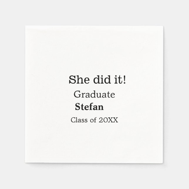 Servilleta De Papel Ella lo hizo graduada clase de nombres agregados d (Anverso)