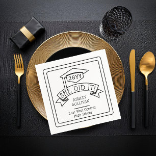 Servilleta De Papel Ella Lo Hizo Graduando El Nombre De Graduación De