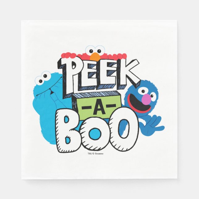 Servilleta De Papel Elmo, Cookie & Grover | Peek-a-Boo (Anverso)