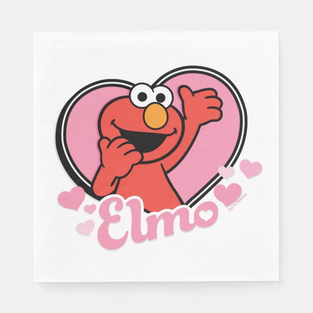 Servilleta De Papel Elmo en Heart Valentine (Anverso)