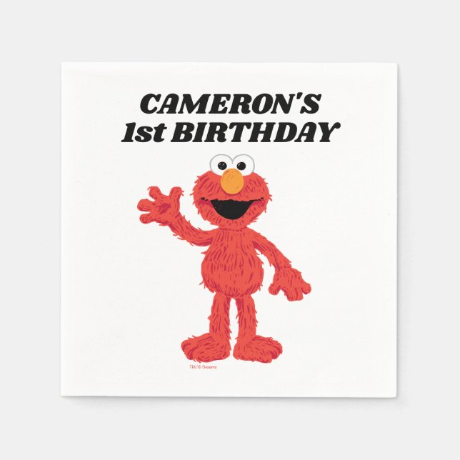 Servilleta De Papel Elmo simple 1er cumpleaños (Anverso)