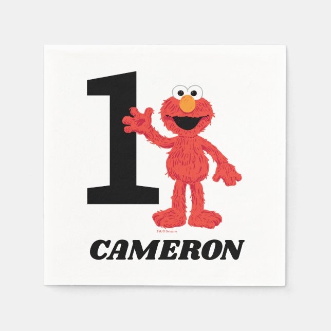 Servilleta De Papel Elmo simple 1er cumpleaños (Anverso)